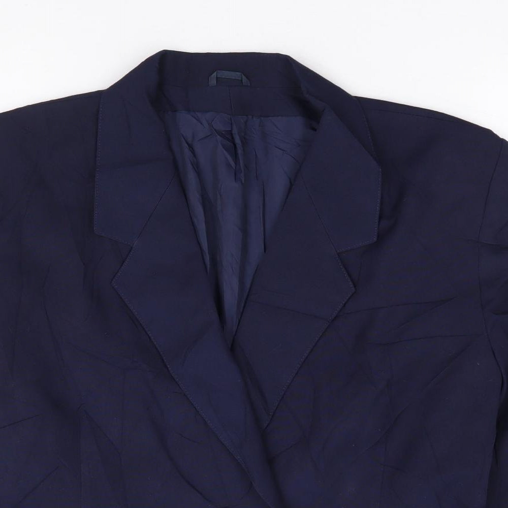 Preworn Womens Blue Polyester Jacket Suit Jacket Size 12