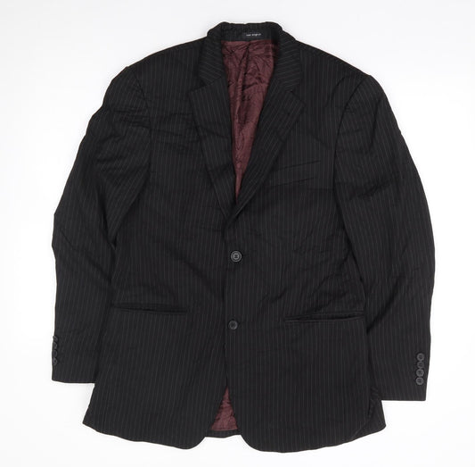 Tom English Mens Black Striped Polyester Jacket Suit Jacket Size 38