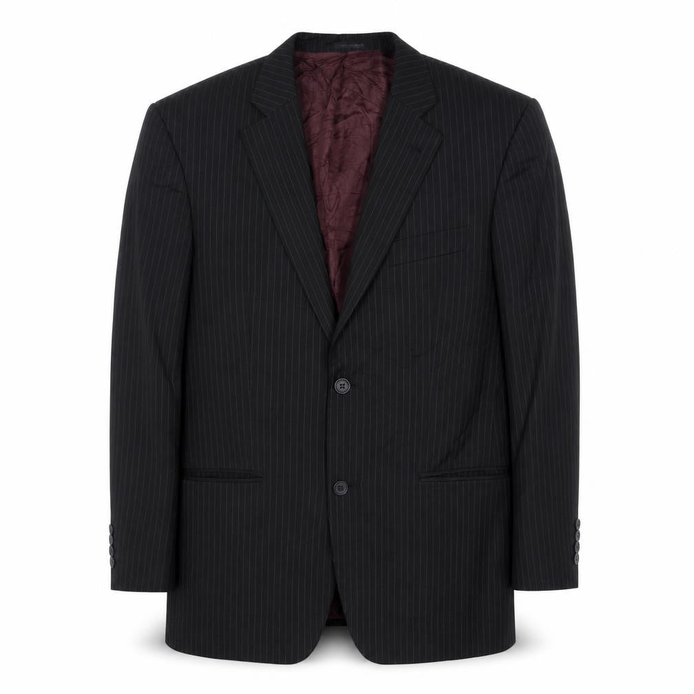 Tom English Mens Black Striped Polyester Jacket Suit Jacket Size 38