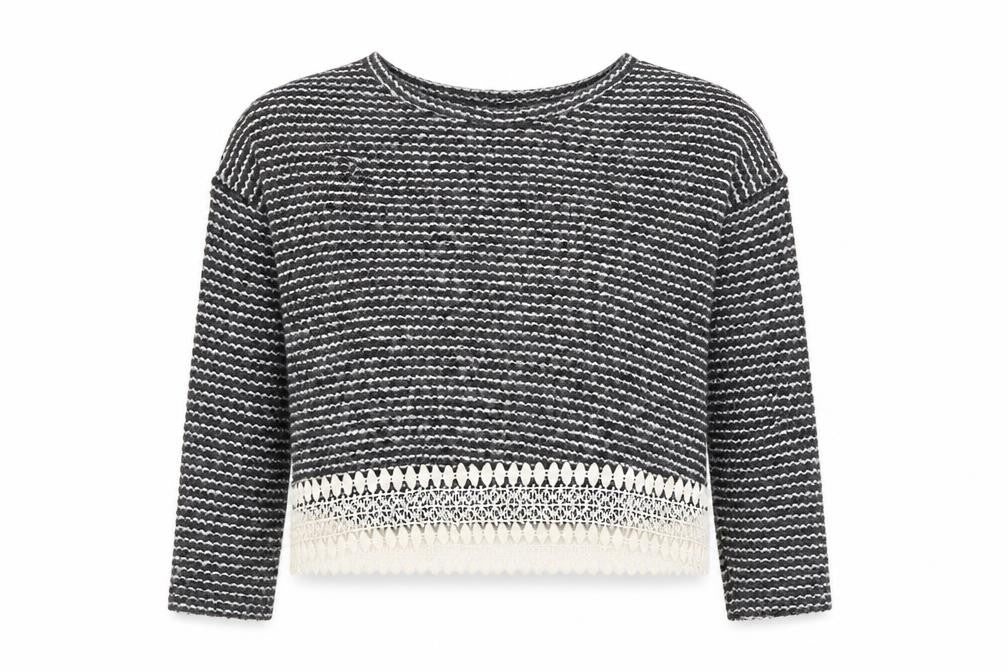 Primark Womens Black Round Neck Striped Acrylic Pullover Jumper Size 6