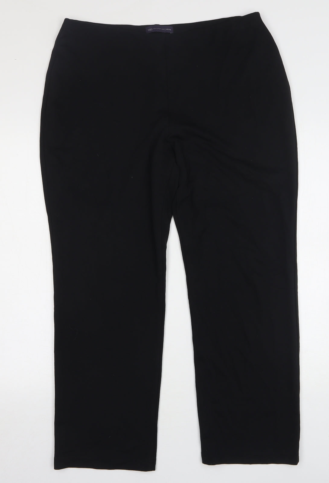 Marks and Spencer Womens Black Viscose Trousers Size 16 L28 in Regular