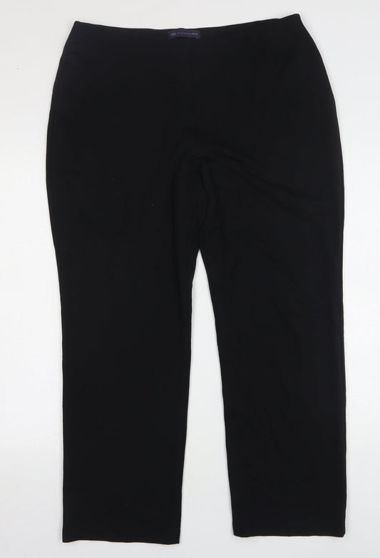 Marks and Spencer Womens Black Viscose Trousers Size 16 L28 in Regular