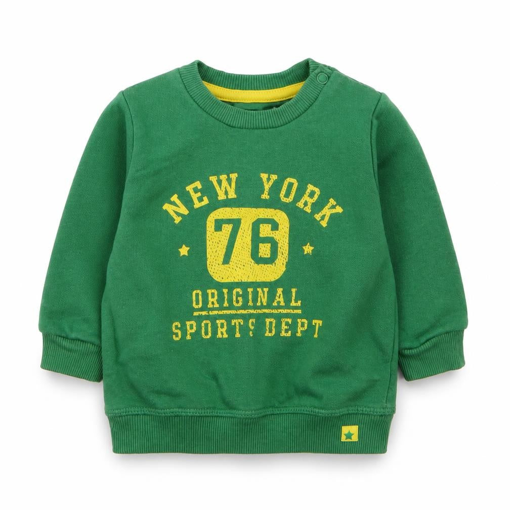 F&F Boys Green Cotton Pullover Jumper Size 0-3 Months