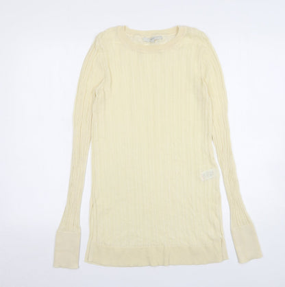 Next Womens Beige Round Neck Viscose Pullover Jumper Size 10