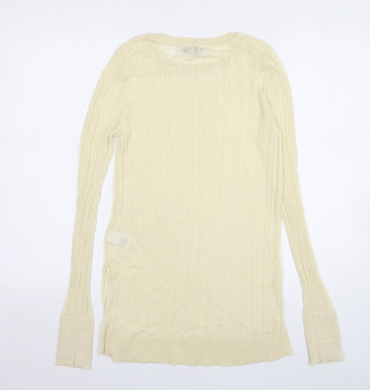 Next Womens Beige Round Neck Viscose Pullover Jumper Size 10