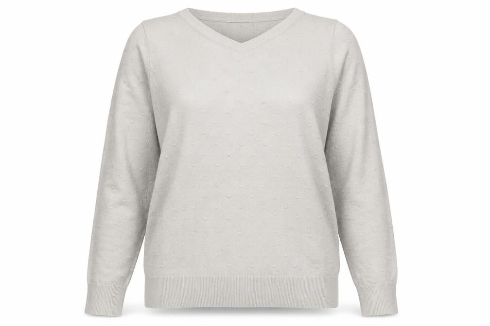 F&F Womens White Round Neck Polka Dot Cotton Pullover Jumper Size 12