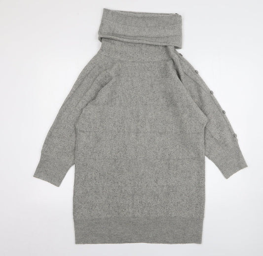 Wallis Womens Grey Roll Neck Acrylic Pullover Jumper Size M
