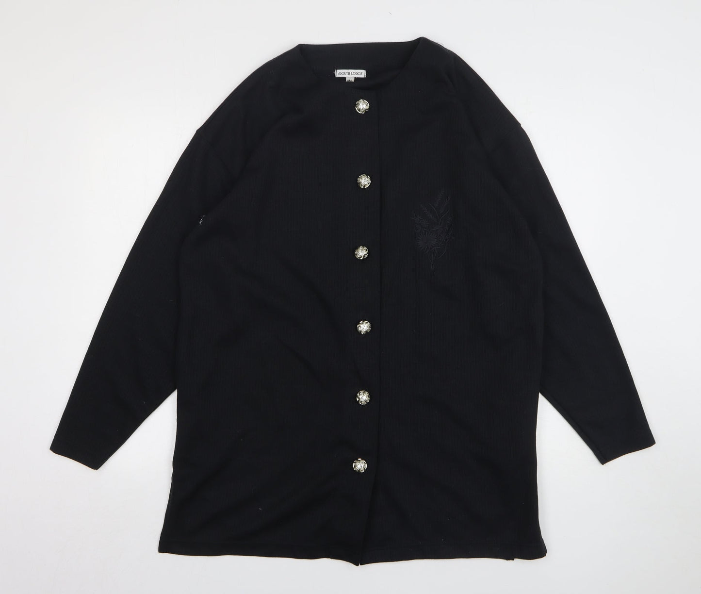 South Lodge Womens Black Round Neck Polyester Cardigan Jumper Size M