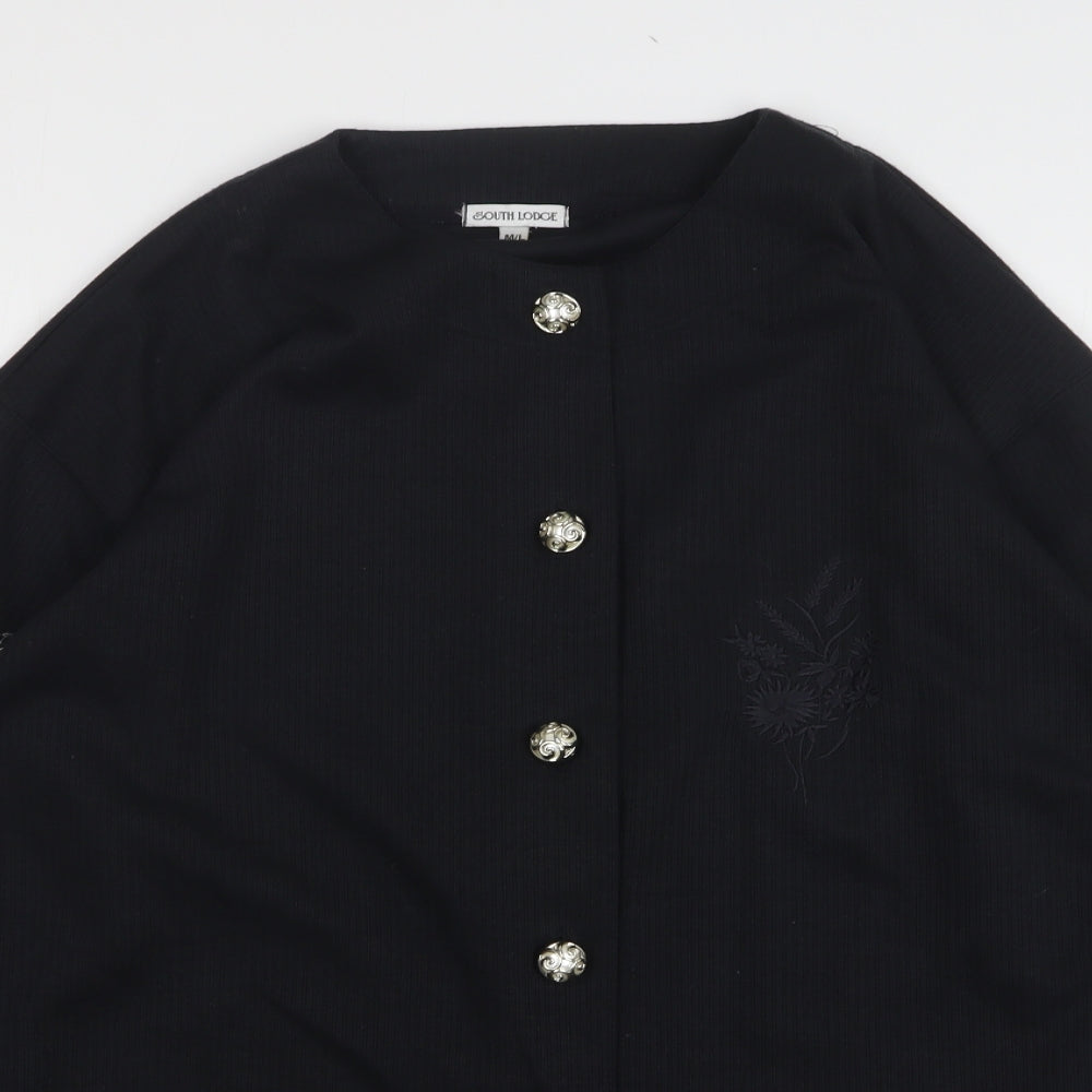 South Lodge Womens Black Round Neck Polyester Cardigan Jumper Size M