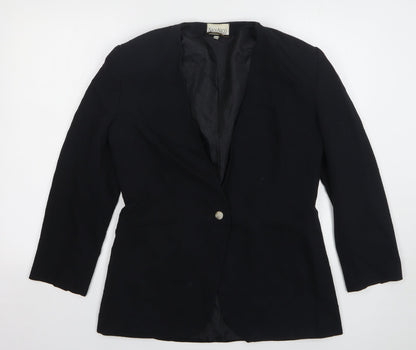 NicoNico Womens Black Polyester Jacket Blazer Size 12