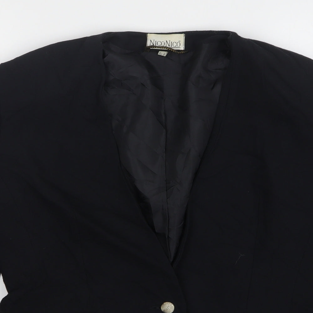 NicoNico Womens Black Polyester Jacket Blazer Size 12