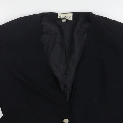 NicoNico Womens Black Polyester Jacket Blazer Size 12