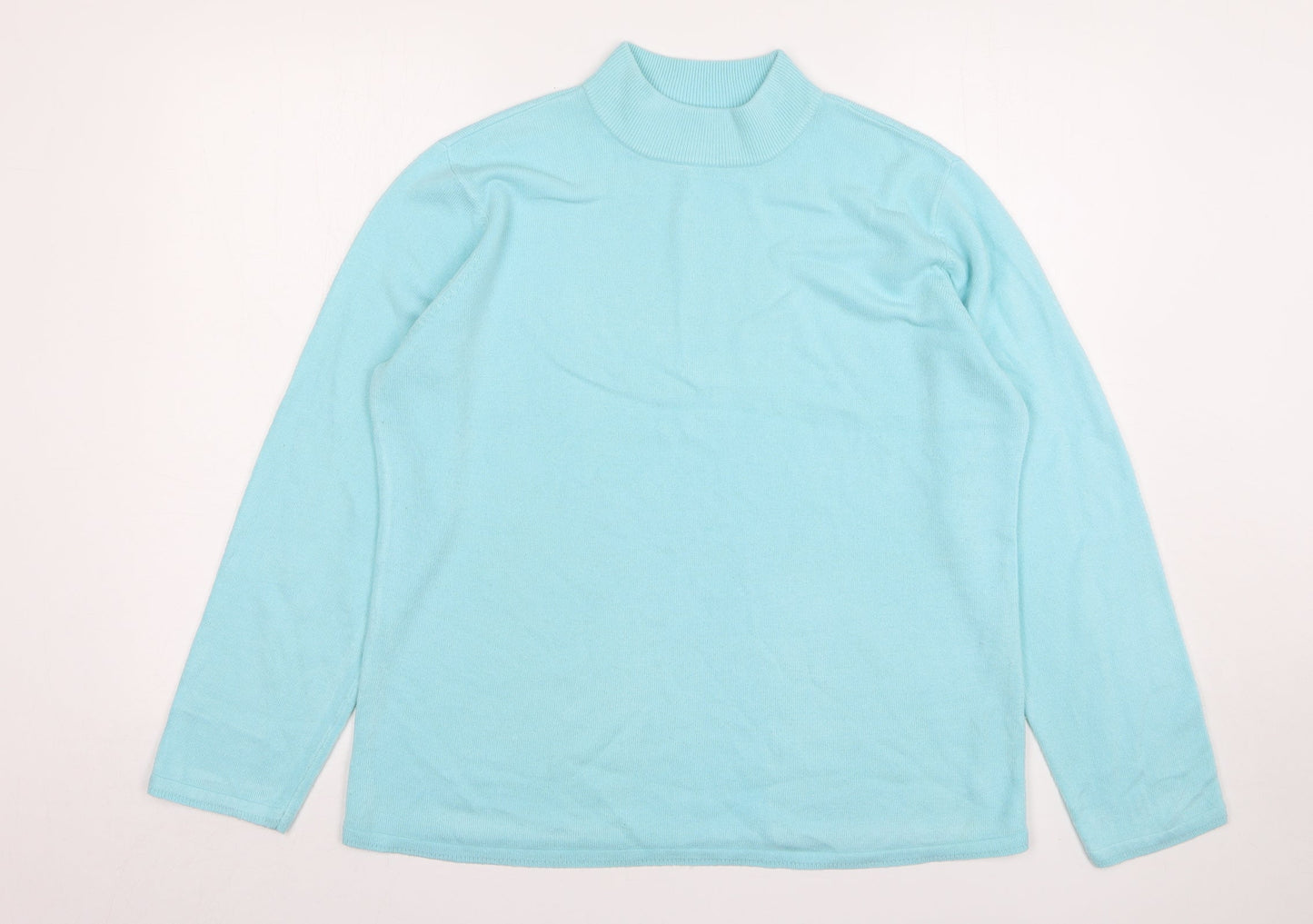 Bonmarché Womens Blue High Neck Acrylic Pullover Jumper Size L