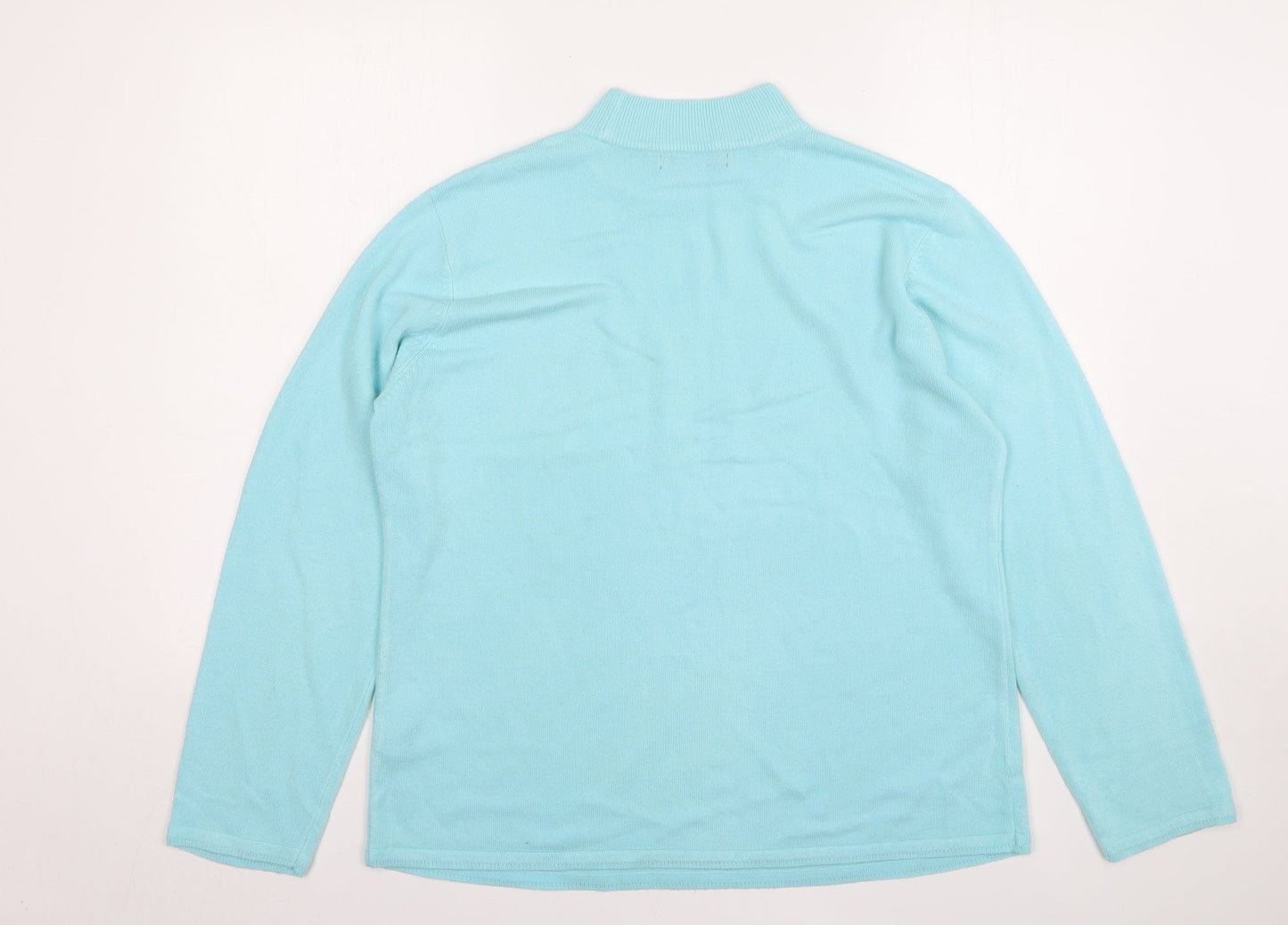 Bonmarché Womens Blue High Neck Acrylic Pullover Jumper Size L