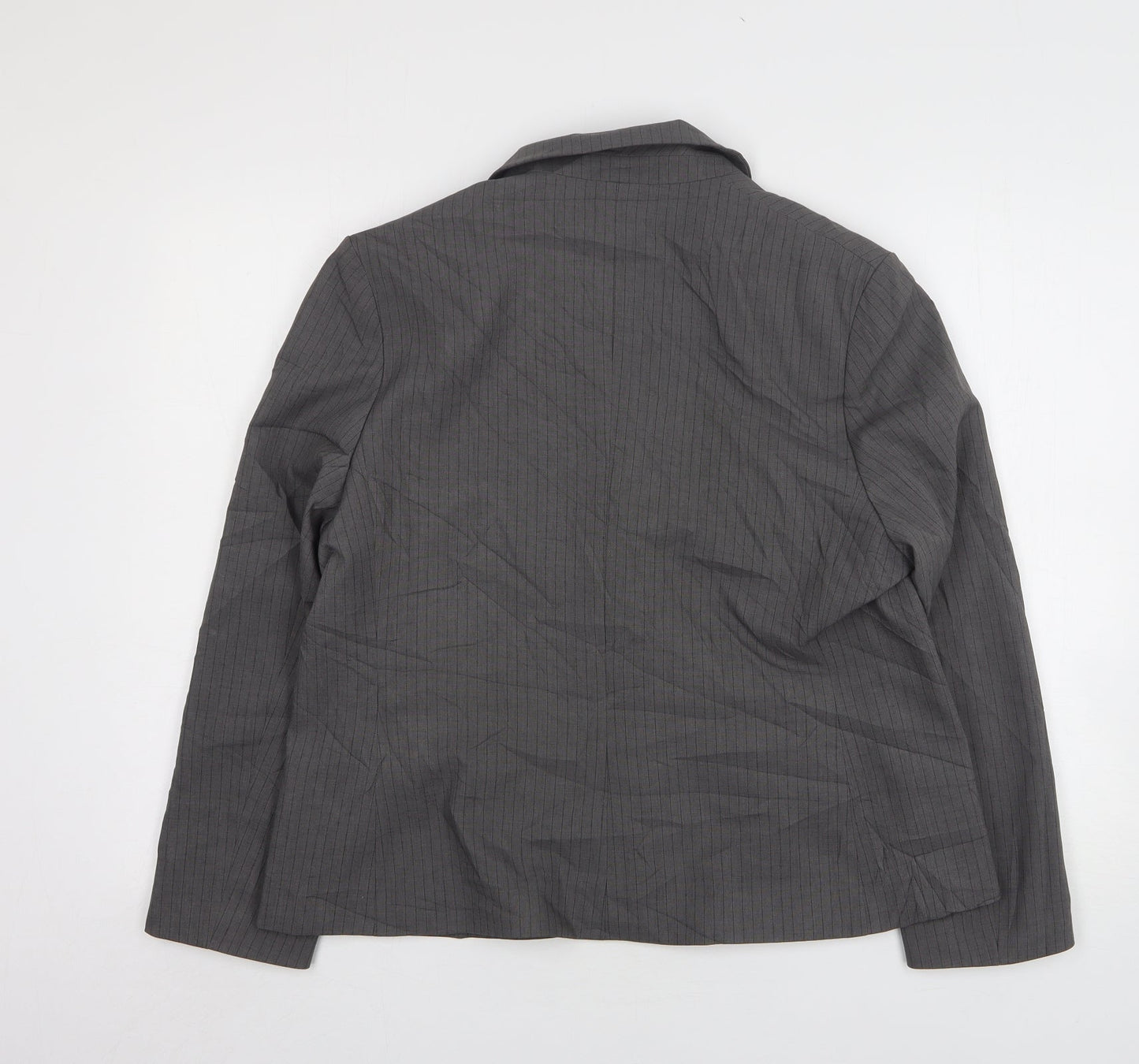 Marks and Spencer Womens Grey Striped Polyester Jacket Suit Jacket Size 18