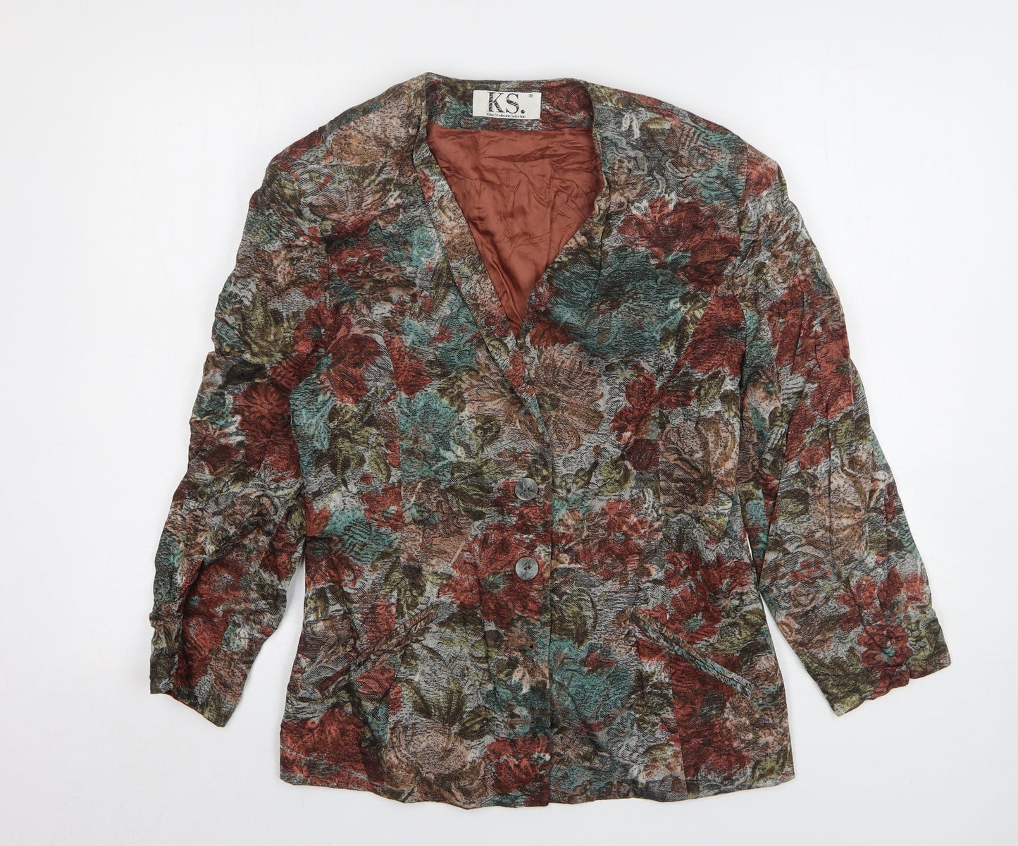 Klaus Steilman Womens Multicoloured Floral Cotton Jacket Blazer Size 10