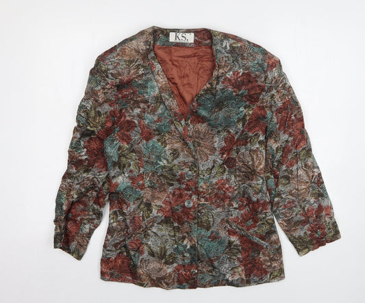 Klaus Steilman Womens Multicoloured Floral Cotton Jacket Blazer Size 10