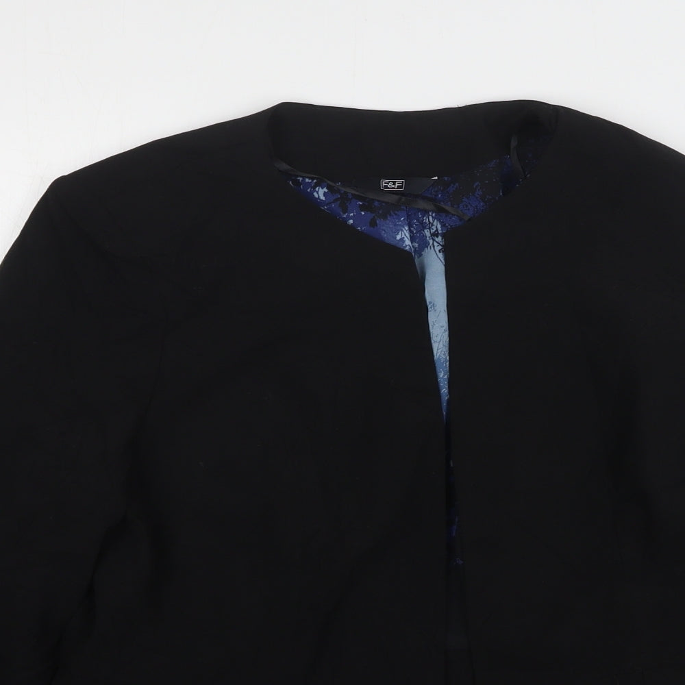 F&F Womens Black Polyester Jacket Blazer Size 16