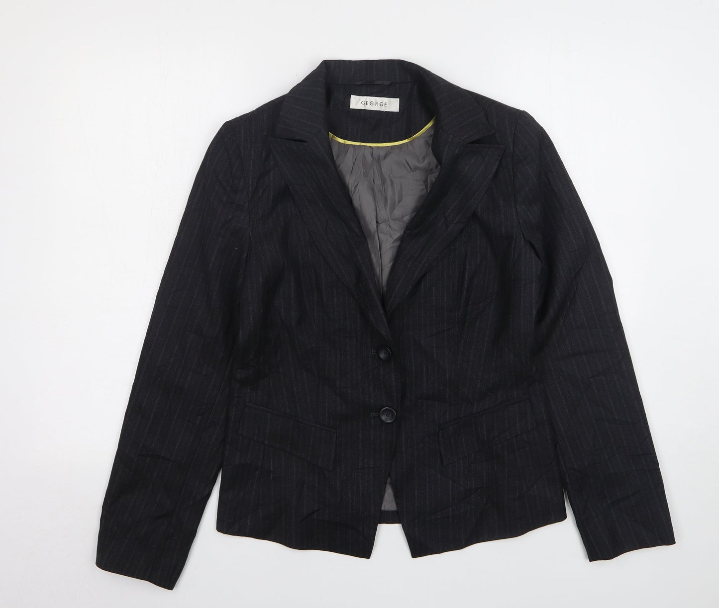 George Womens Grey Striped Polyester Jacket Suit Jacket Size 12
