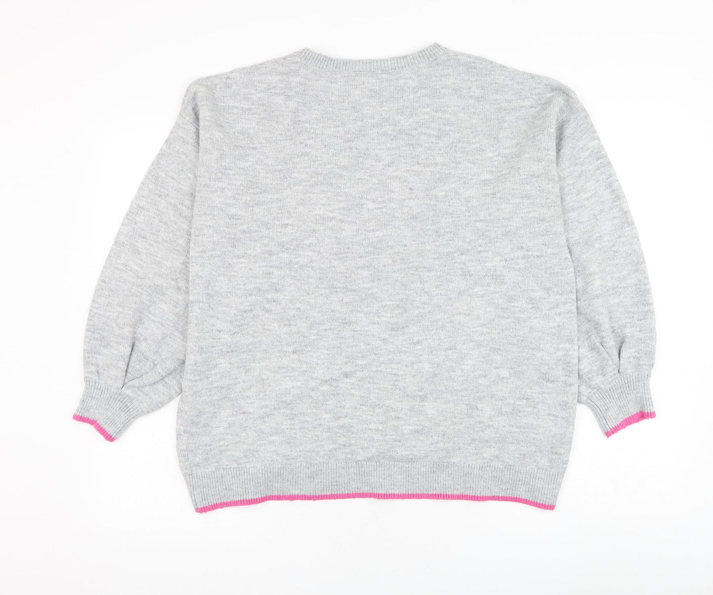 Wallis Womens Grey Round Neck Acrylic Pullover Jumper Size S - Love