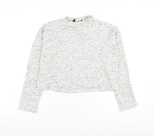 New Look Womens Grey Mock Neck Acrylic Pullover Jumper Size 8