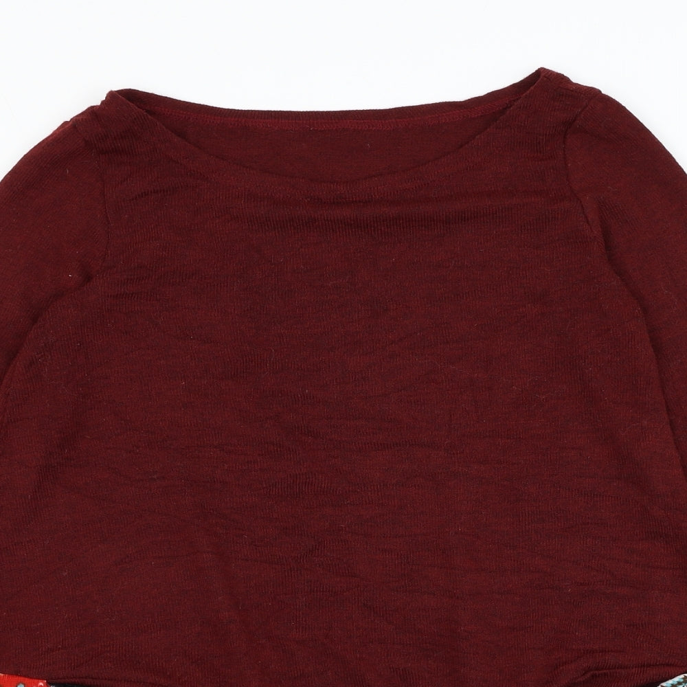 Preworn Womens Red Round Neck Polyester Pullover Jumper Size M