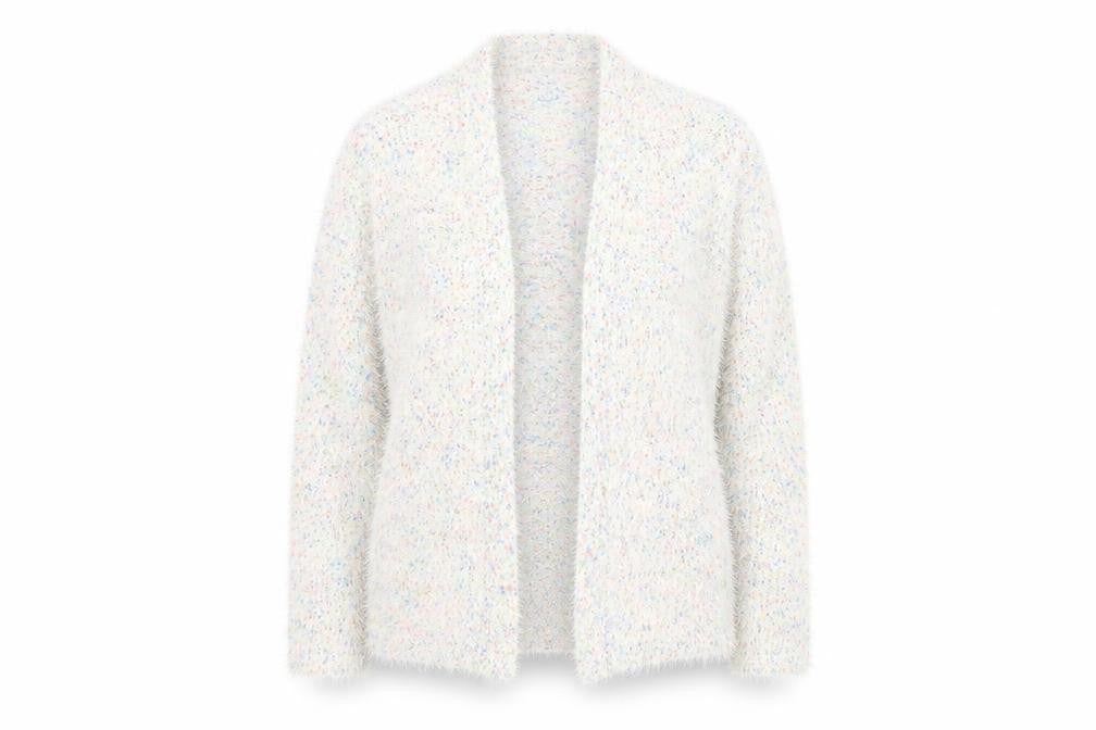 BHS Womens Ivory Square Neck Polyester Cardigan Jumper Size 14