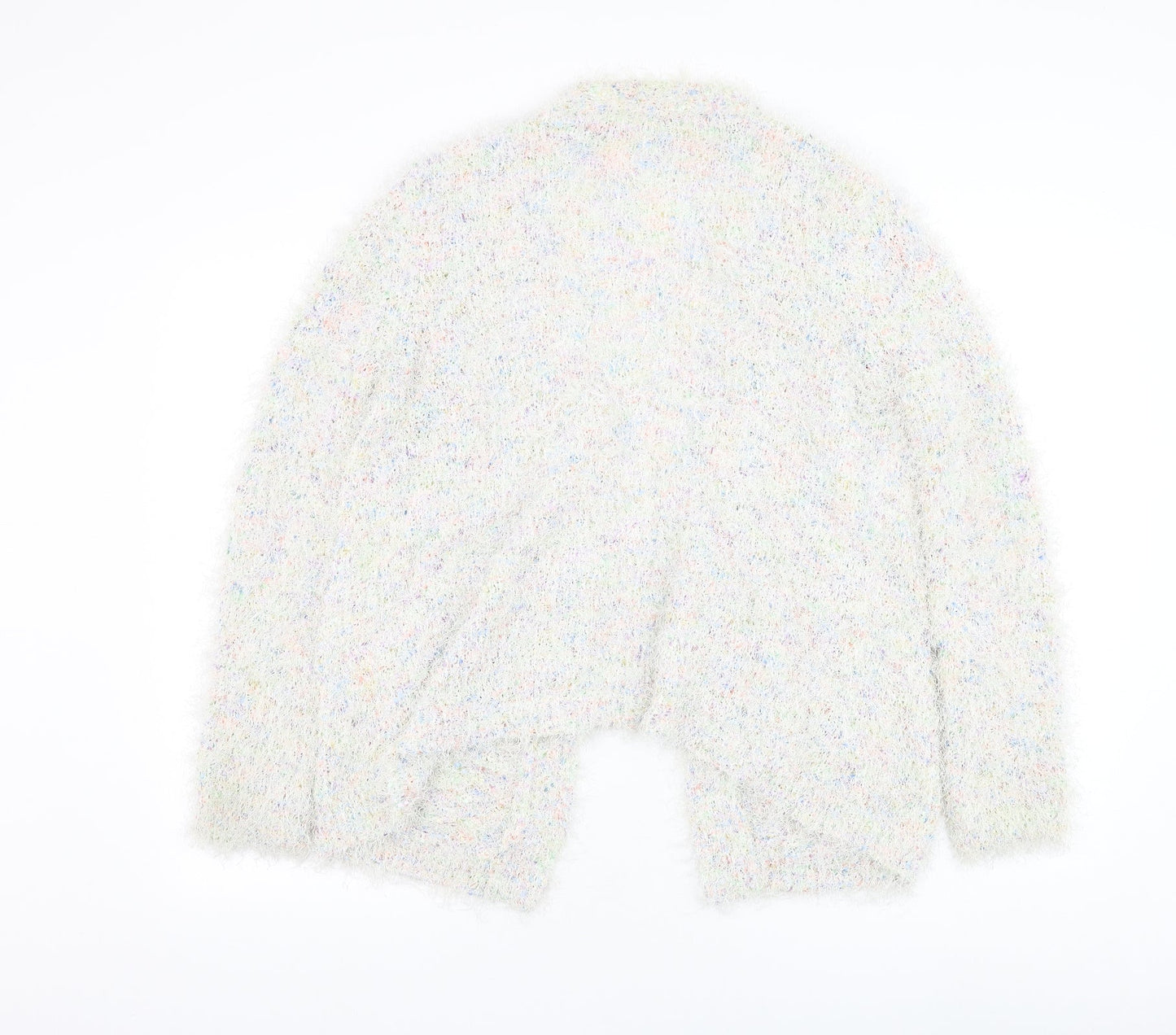 BHS Womens Ivory Square Neck Polyester Cardigan Jumper Size 14