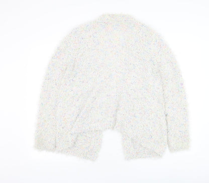 BHS Womens Ivory Square Neck Polyester Cardigan Jumper Size 14