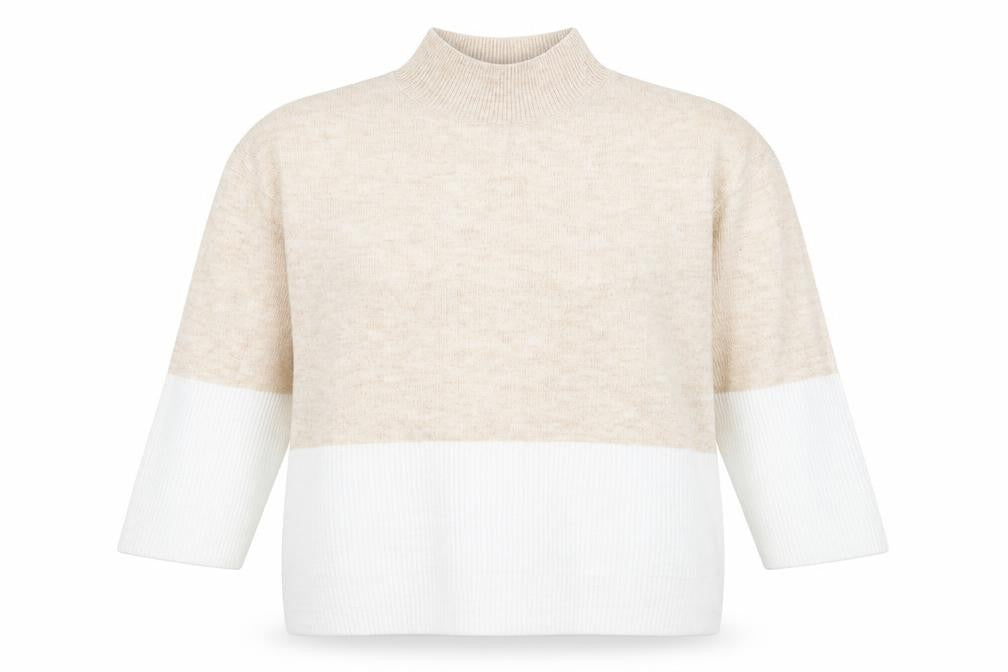 Bonmarché Womens Beige High Neck Acrylic Pullover Jumper Size 12