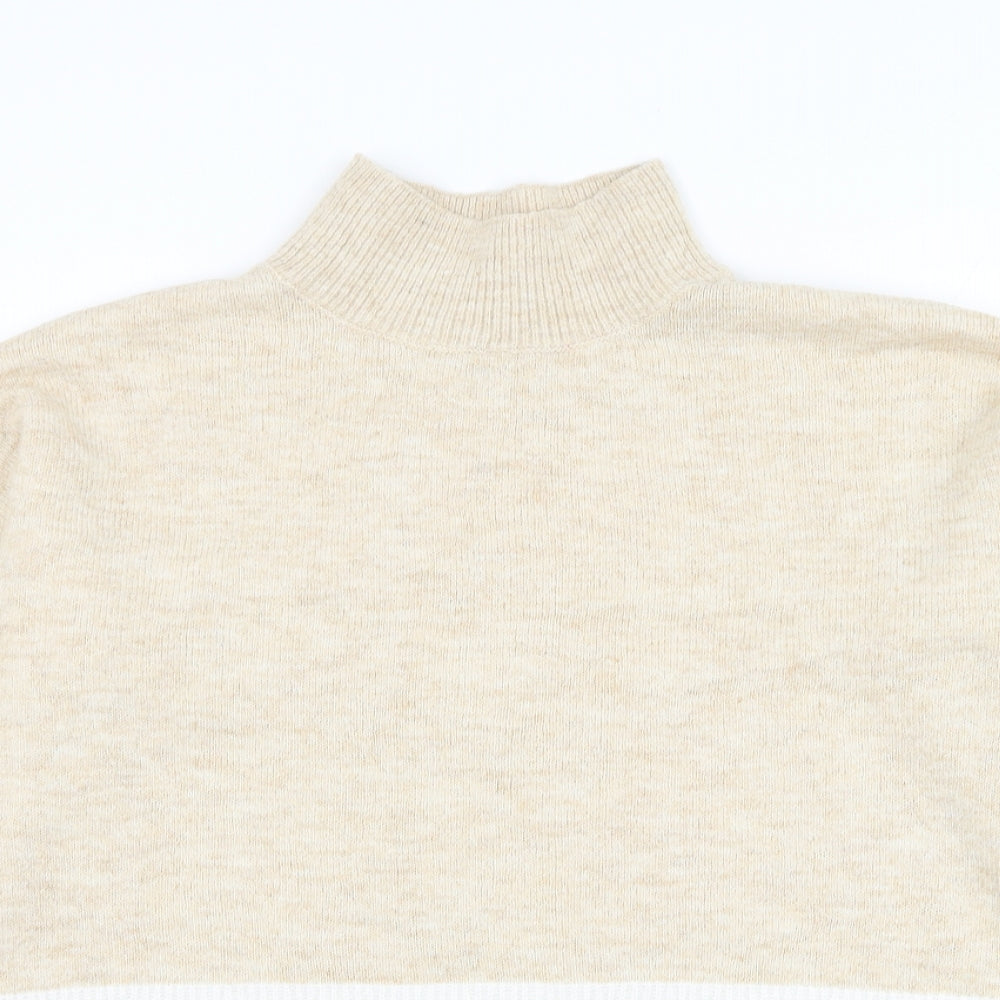Bonmarché Womens Beige High Neck Acrylic Pullover Jumper Size 12