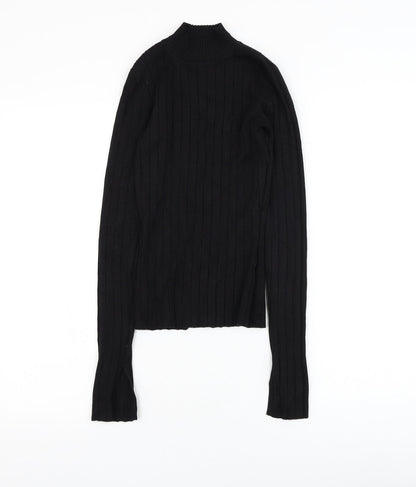 H&M Womens Black Mock Neck Viscose Pullover Jumper Size XS