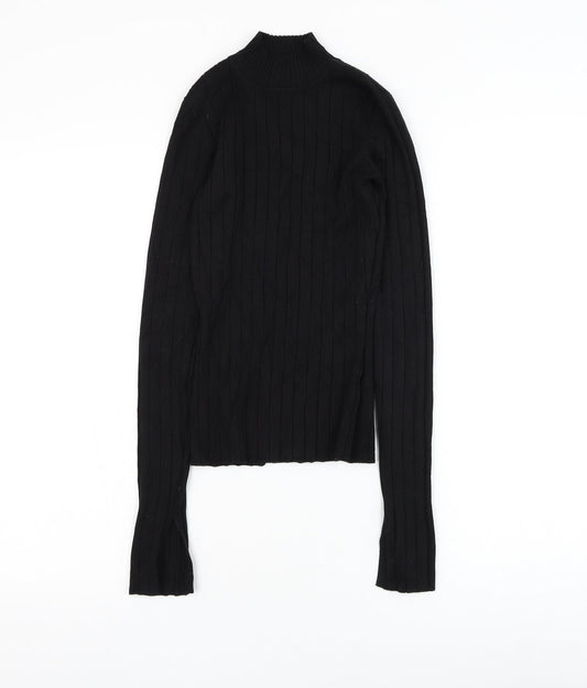 H&M Womens Black Mock Neck Viscose Pullover Jumper Size XS