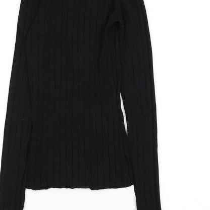 H&M Womens Black Mock Neck Viscose Pullover Jumper Size XS