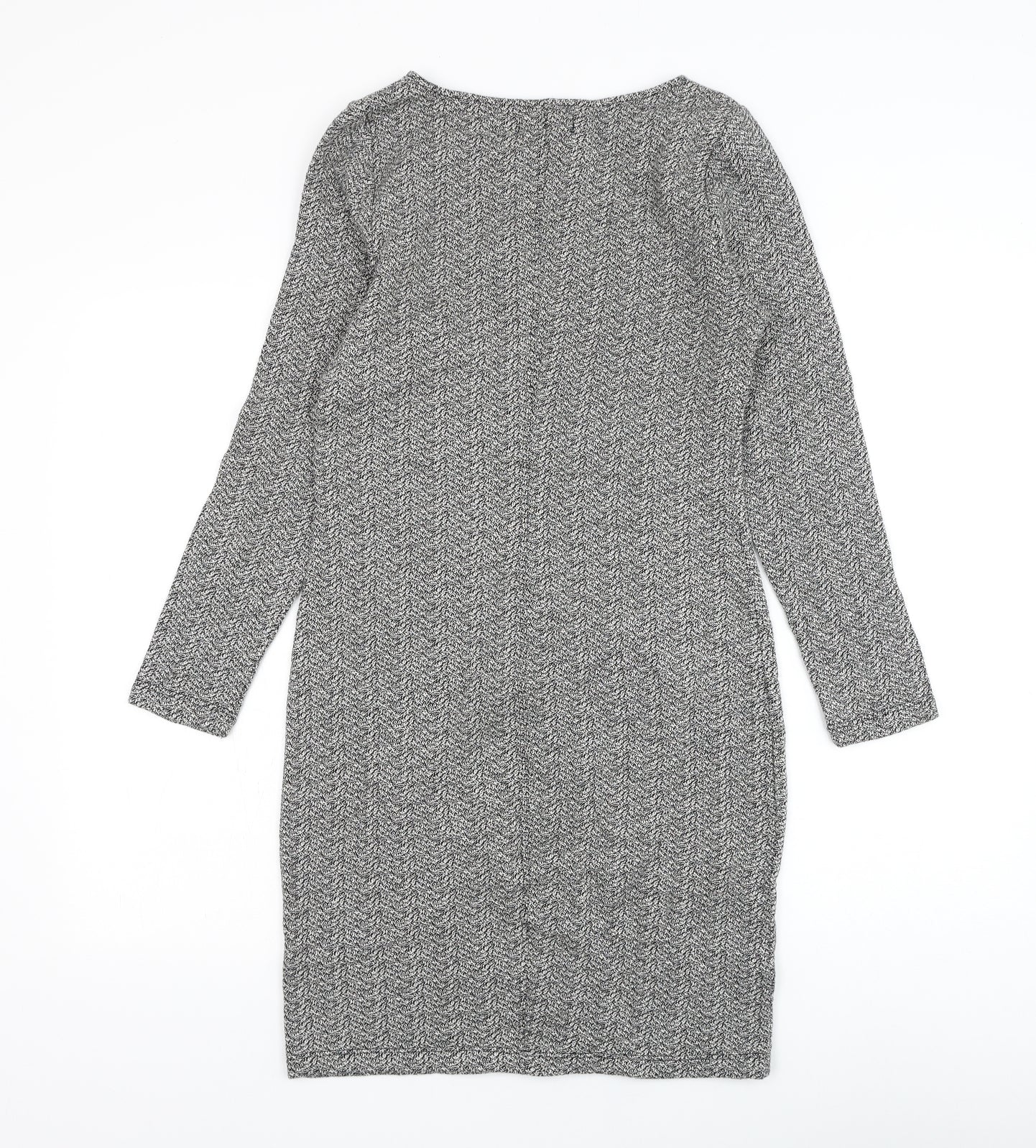Marks and Spencer Womens White Cotton Pencil Dress Size 10 Square Neck Pullover