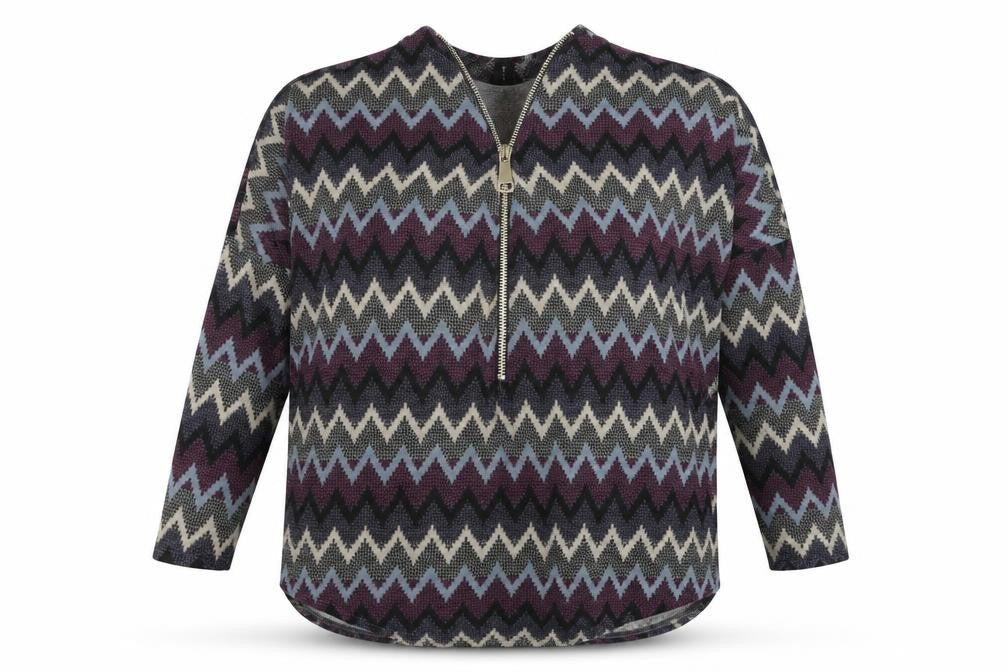 Izabel London Womens Blue V-Neck Geometric Polyester Pullover Jumper Size 8
