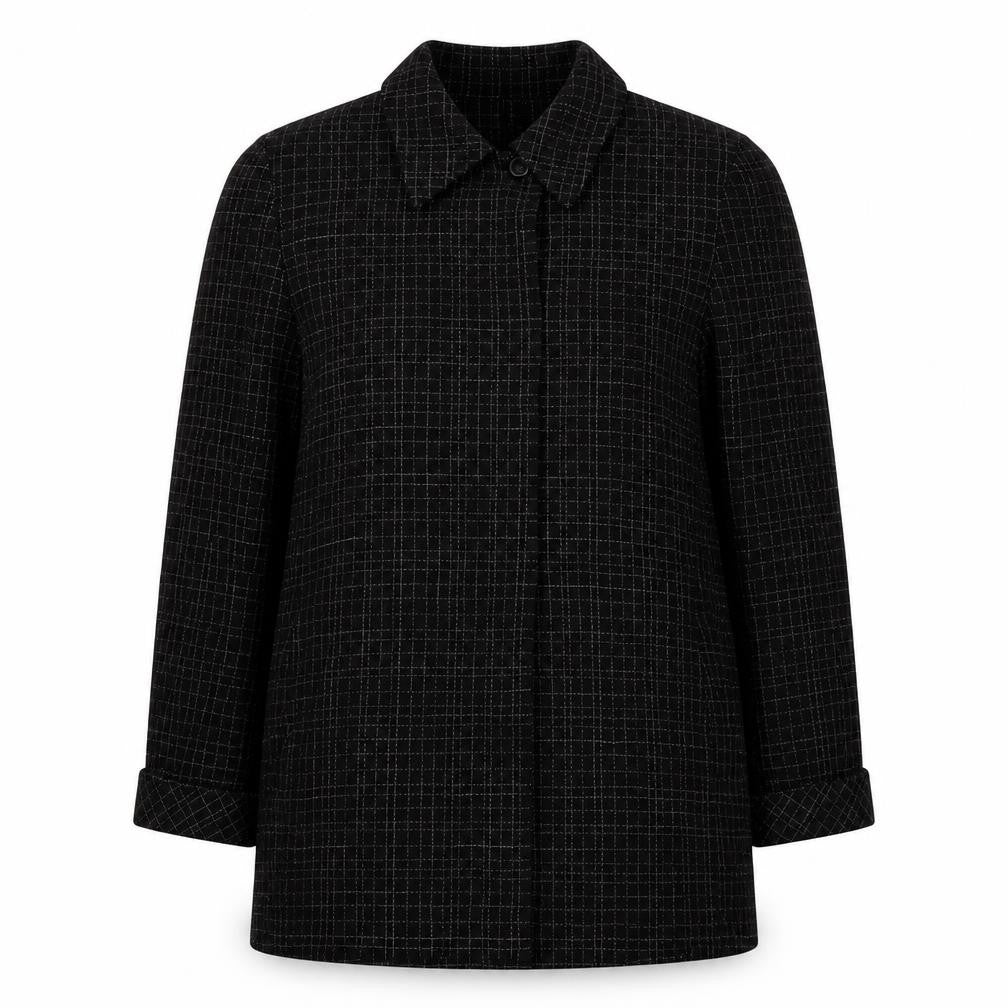 KS. Selection Womens Black Check Jacket Blazer Size 14 Button