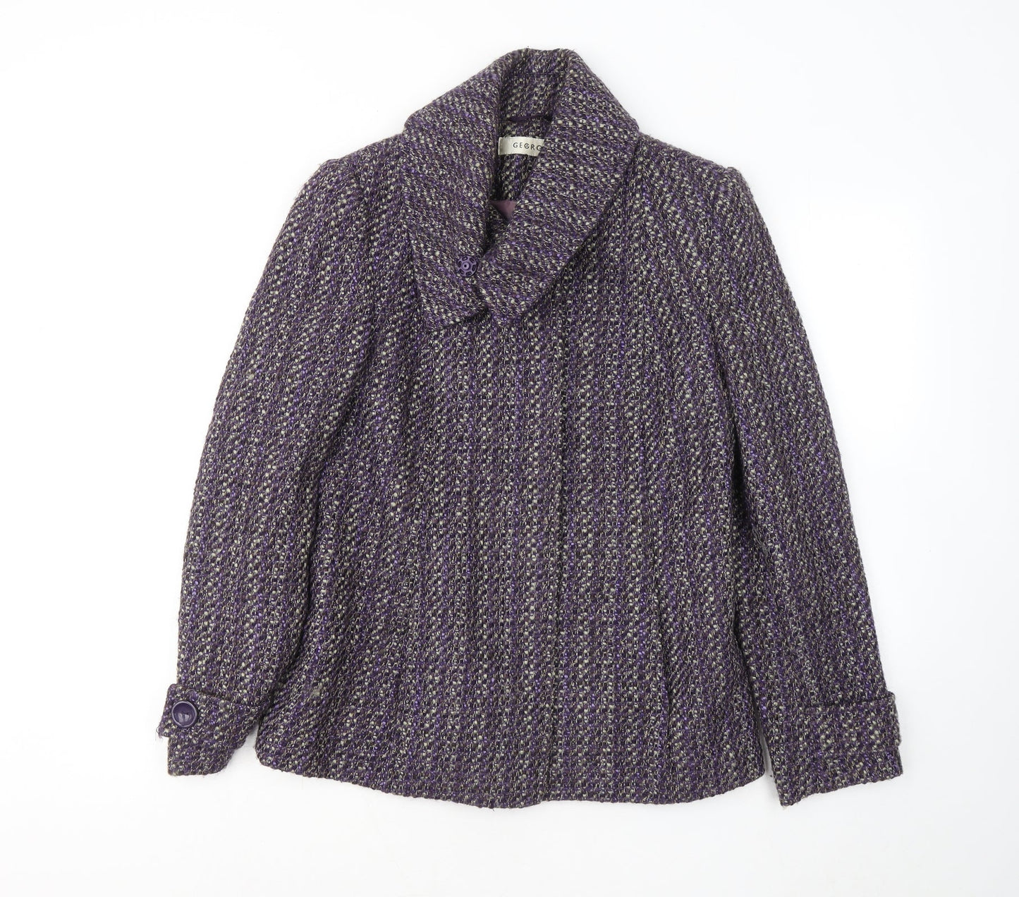 George Womens Purple Geometric Jacket Coatigan Size 8