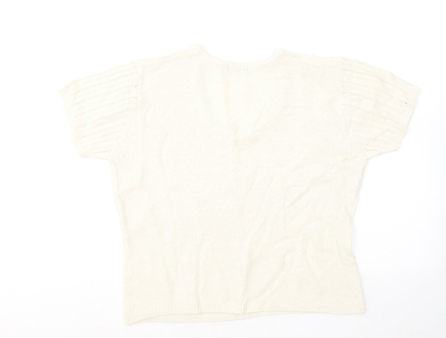 Chek Womens Ivory Round Neck Acrylic Pullover Jumper Size L