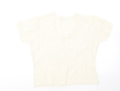 Chek Womens Ivory Round Neck Acrylic Pullover Jumper Size L