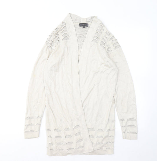 Marks and Spencer Womens Beige V-Neck Geometric Viscose Cardigan Jumper Size 8