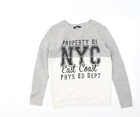 New Look Girls Grey Round Neck Cotton Pullover Jumper Size 12-13 Years - New York City
