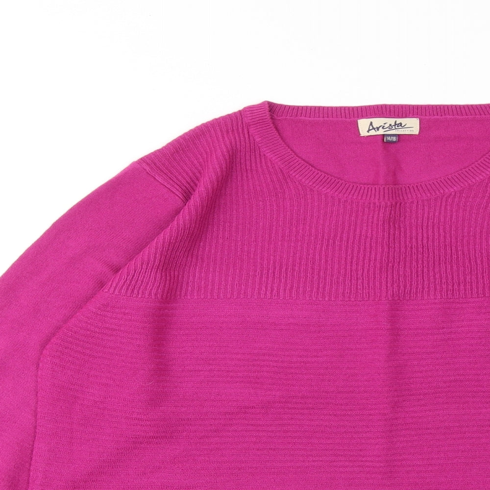 ARISTA Womens Pink Round Neck Acrylic Pullover Jumper Size 14