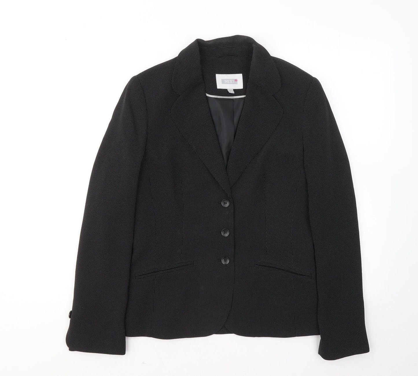 NEXT Womens Black Geometric Jacket Blazer Size 10