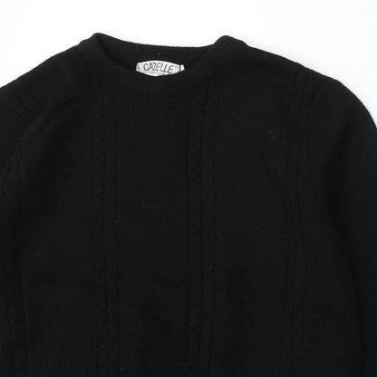 Gazelle Womens Black Round Neck Acrylic Pullover Jumper Size XL