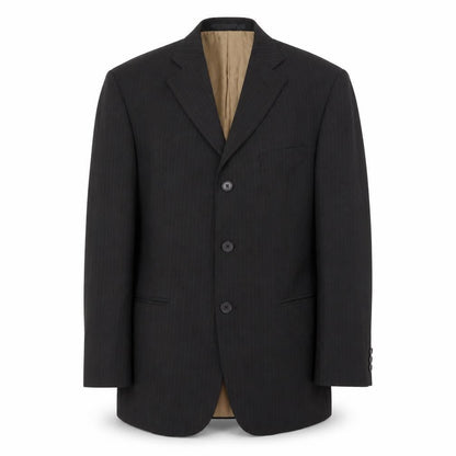 Impressions Mens Black Striped Polyester Jacket Suit Size 40