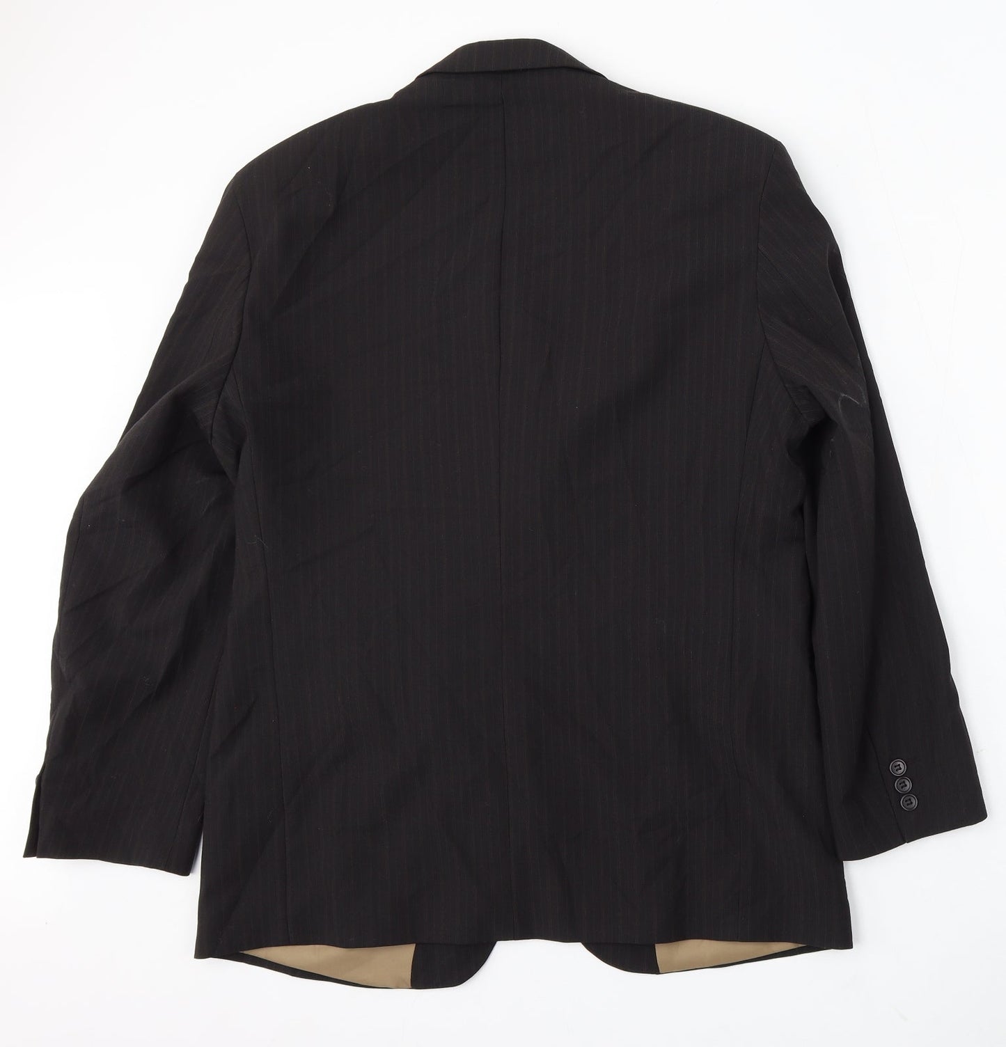 Impressions Mens Black Striped Polyester Jacket Suit Size 40