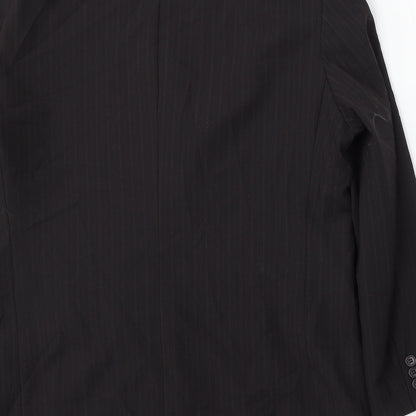 Impressions Mens Black Striped Polyester Jacket Suit Size 40