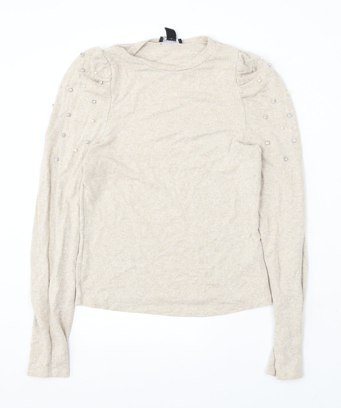 New Look Womens Beige Round Neck Viscose Pullover Jumper Size 10