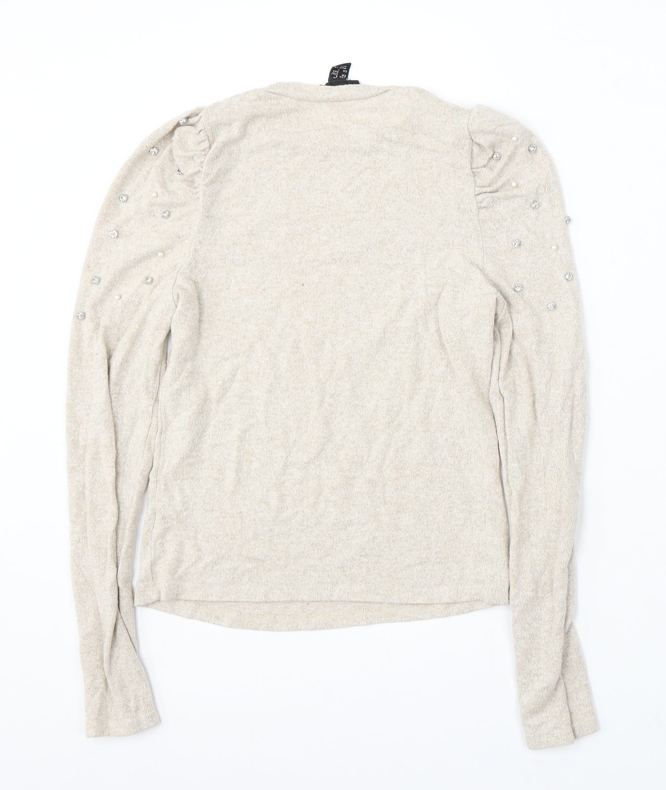 New Look Womens Beige Round Neck Viscose Pullover Jumper Size 10